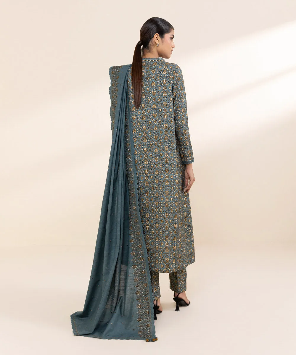 3 Piece - Embroidered Linen Suit