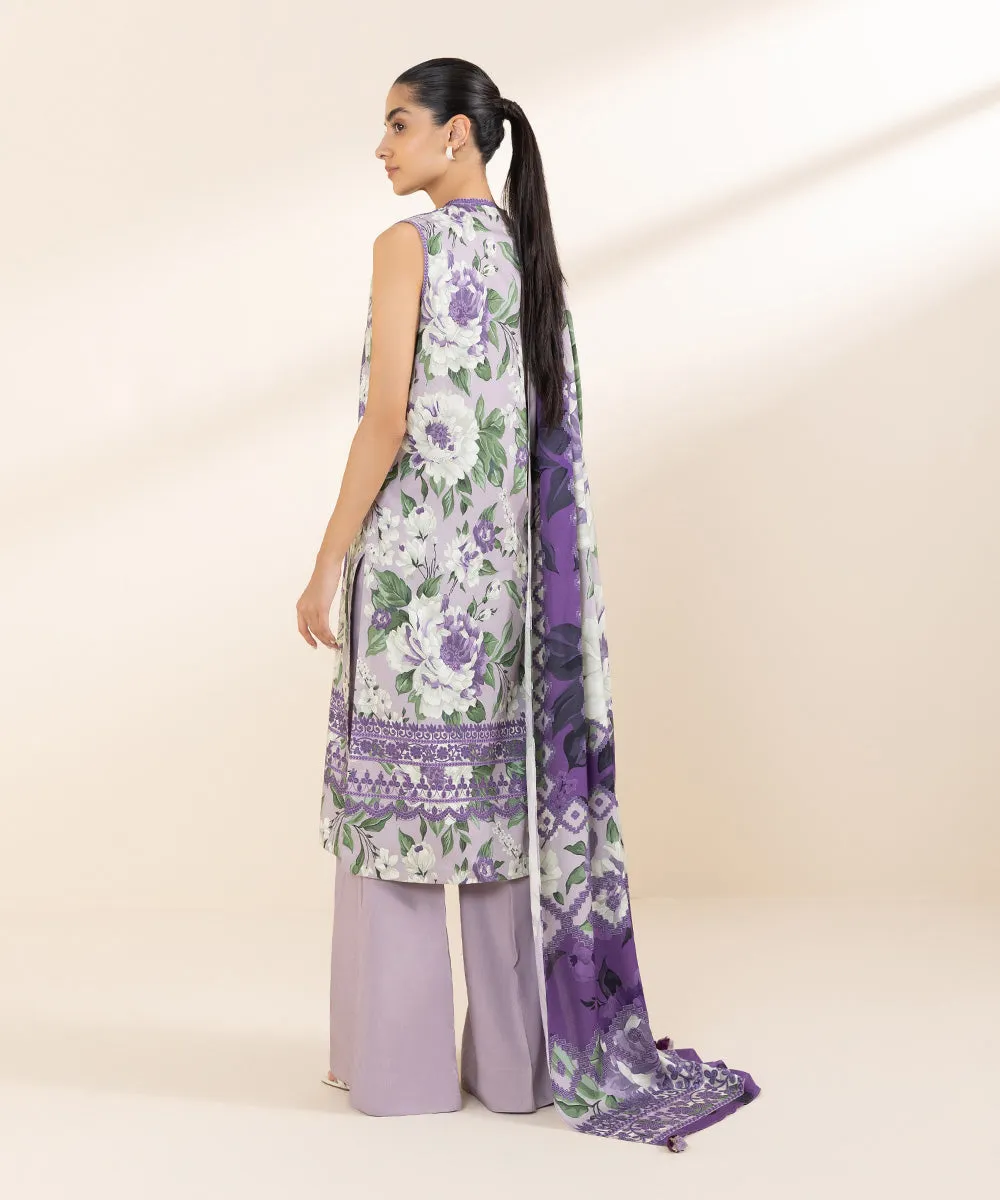 3 Piece - Printed Linen Suit