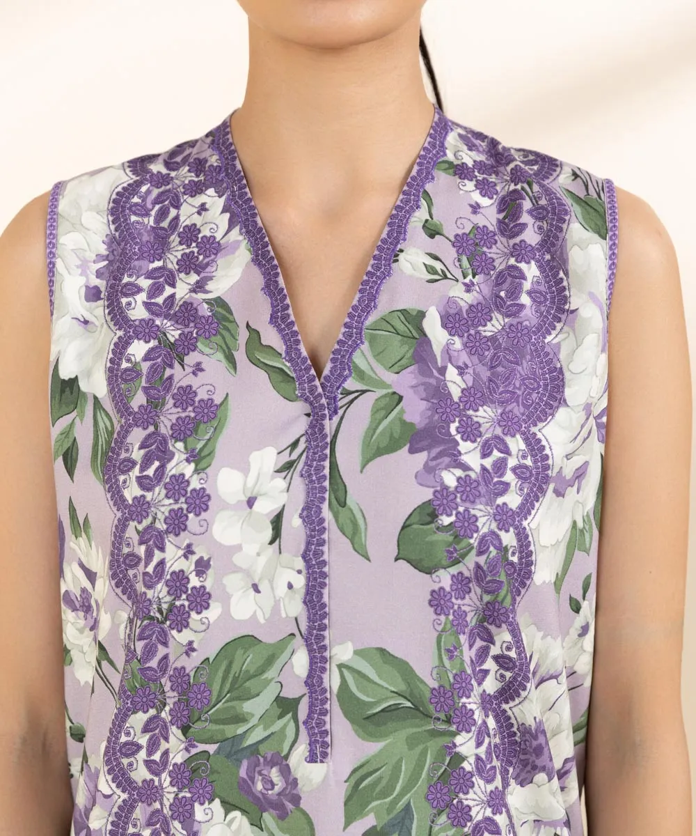 3 Piece - Printed Linen Suit