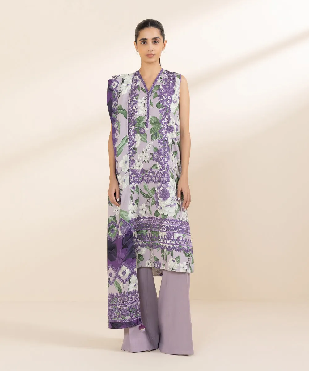 3 Piece - Printed Linen Suit