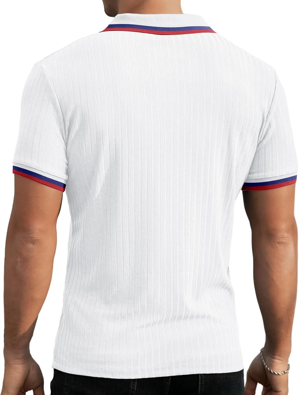 Askdeer Men's Muscle Polo Shirts V Neck Slim Fit Ribbed T Shirts Short/Long Sleeve Golf Collar Shirt Knit Casual Tee