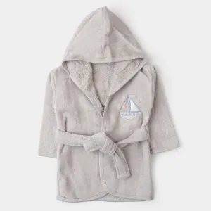Baby Cotton Hooded Bath Gown - Grey