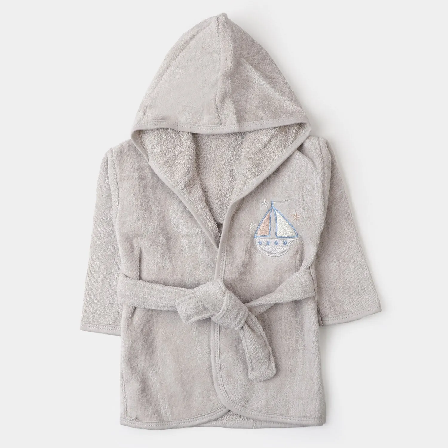 Baby Cotton Hooded Bath Gown - Grey