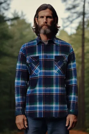 Benzak - BWS-01 WORK SHIRT 8 oz. Blue & Green Check Flannel