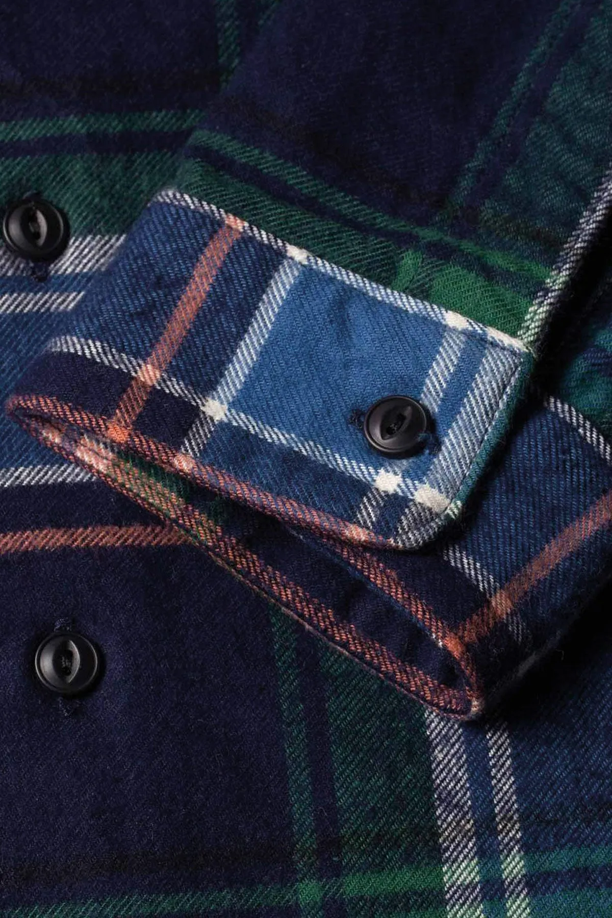 Benzak - BWS-01 WORK SHIRT 8 oz. Blue & Green Check Flannel