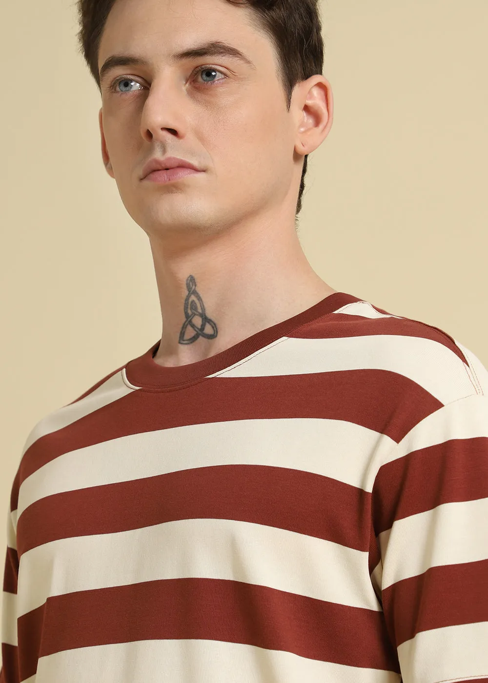 Brown And Cream Stripe T-Shirt