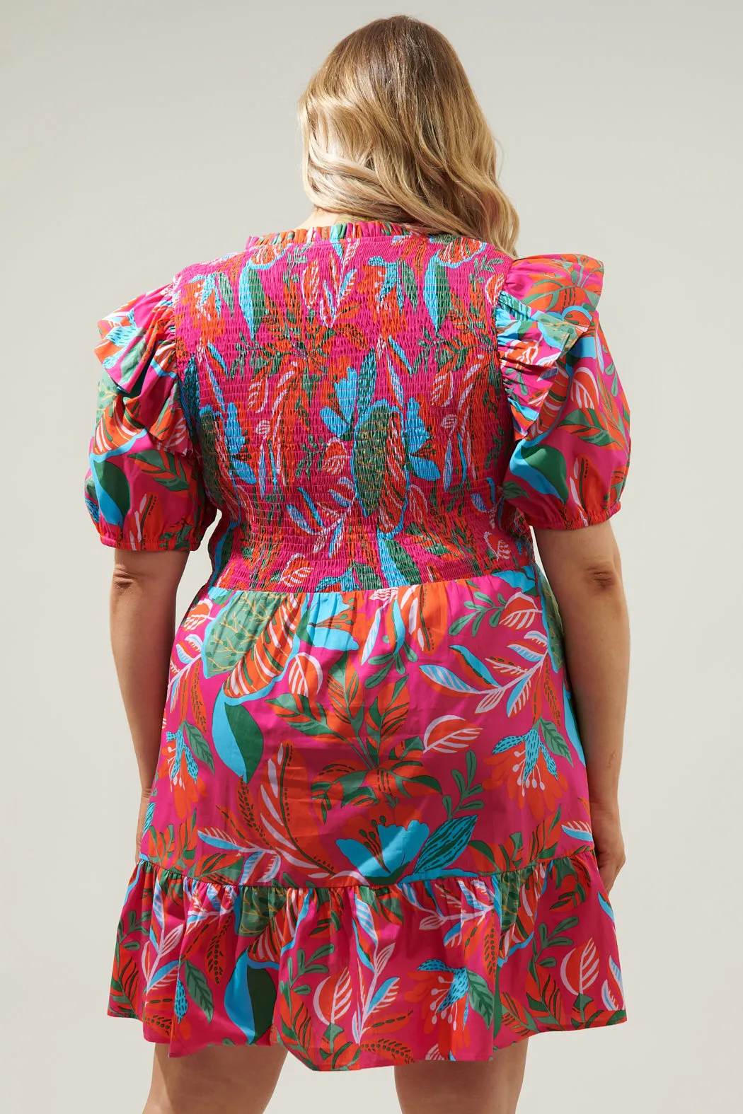 Cactus Blossom Leones Smocked Mini Dress Curve