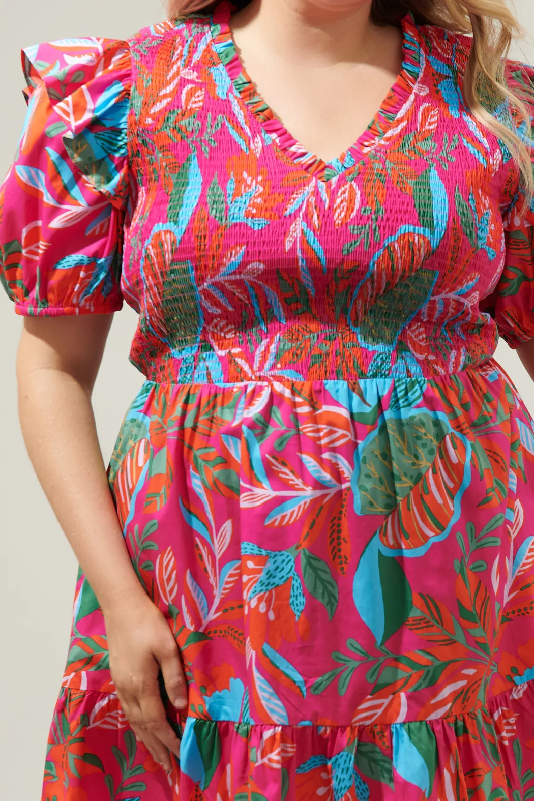 Cactus Blossom Leones Smocked Mini Dress Curve