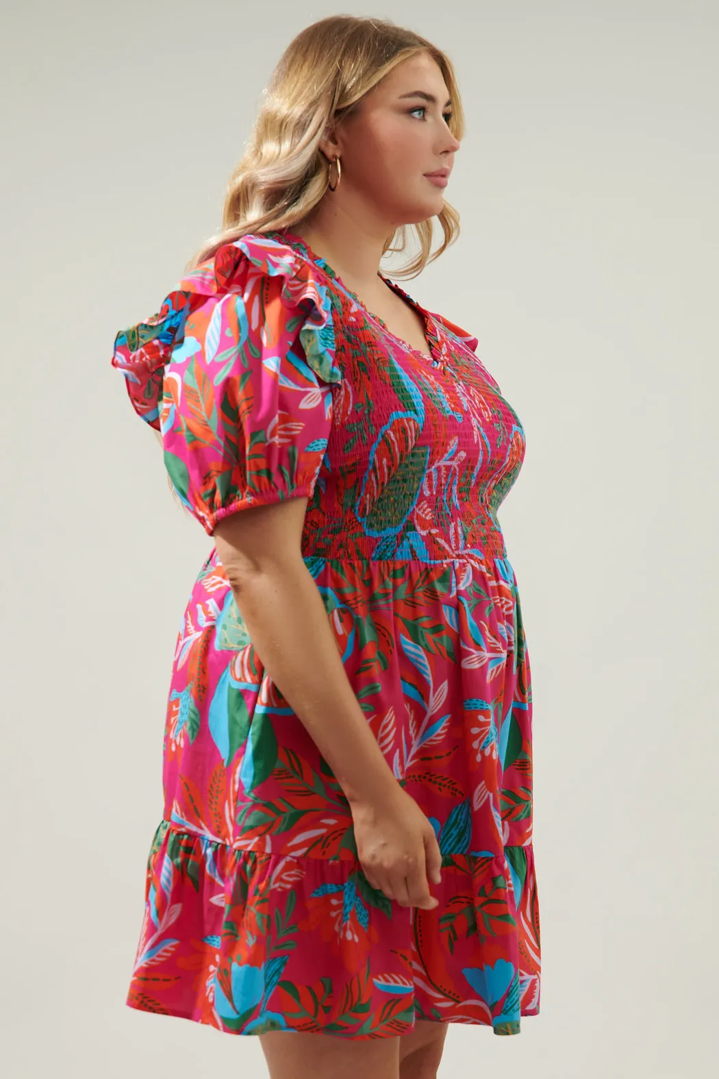 Cactus Blossom Leones Smocked Mini Dress Curve