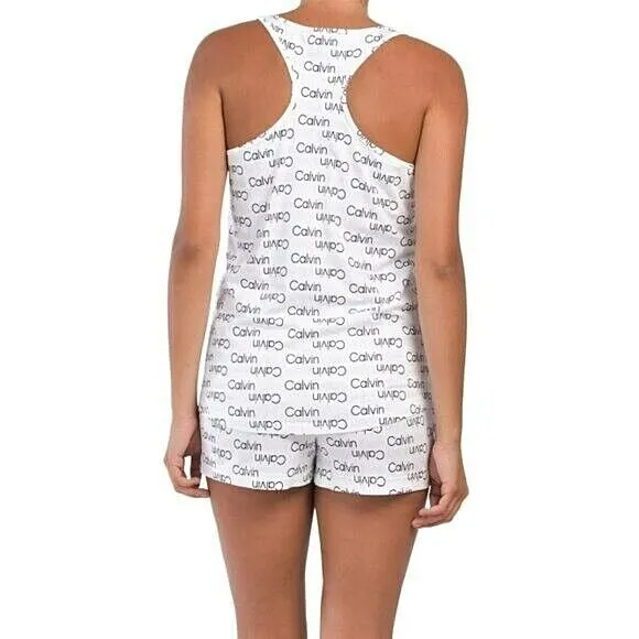 Calvin Klein Carousel Double Logo print Sleep Tank and Shorts Pj Set