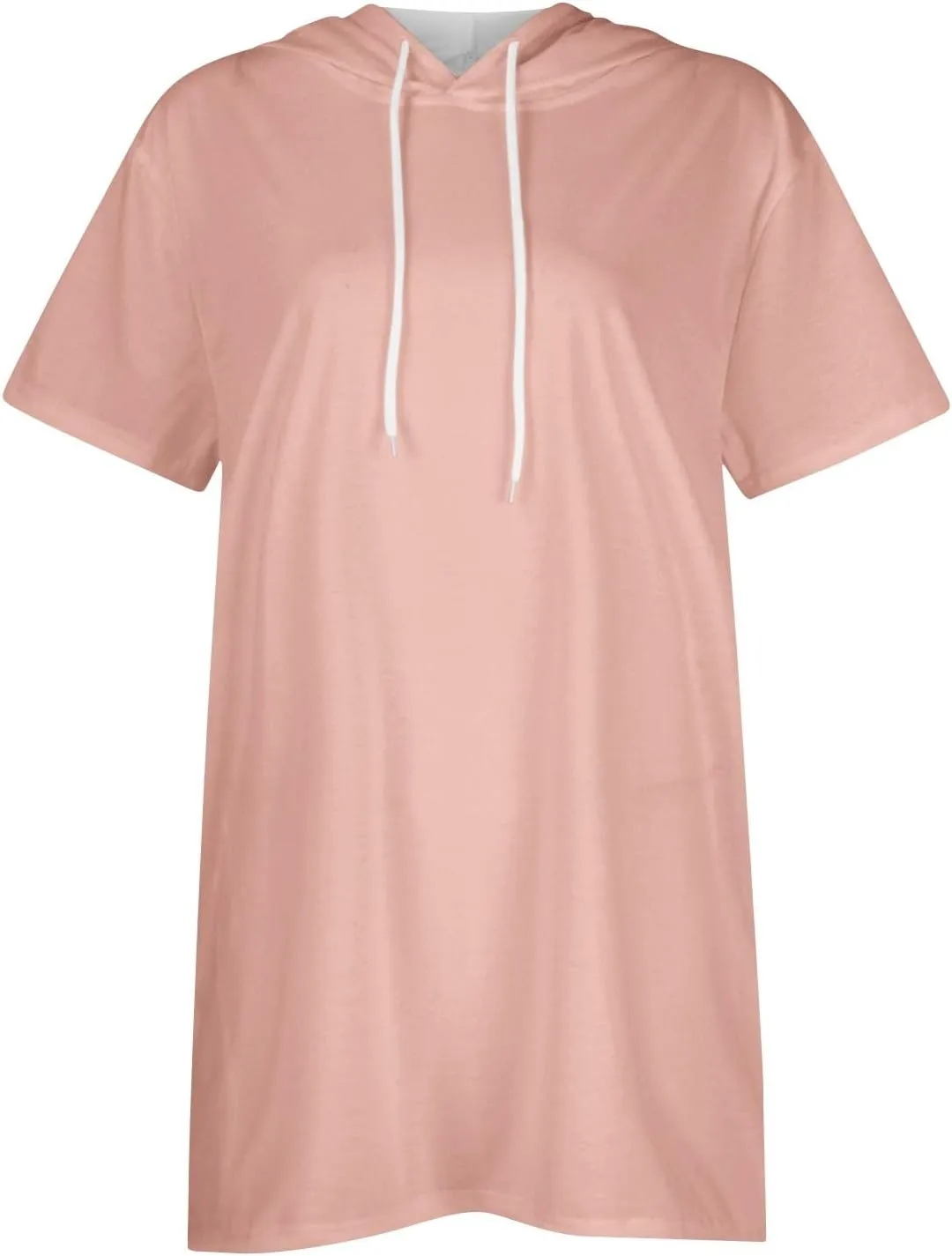 ChicCrate Women's Summer Oversized Hoodies Pullover Short Sleeve Solid Color Soft Loose Casual Shirt Tops with Pockets