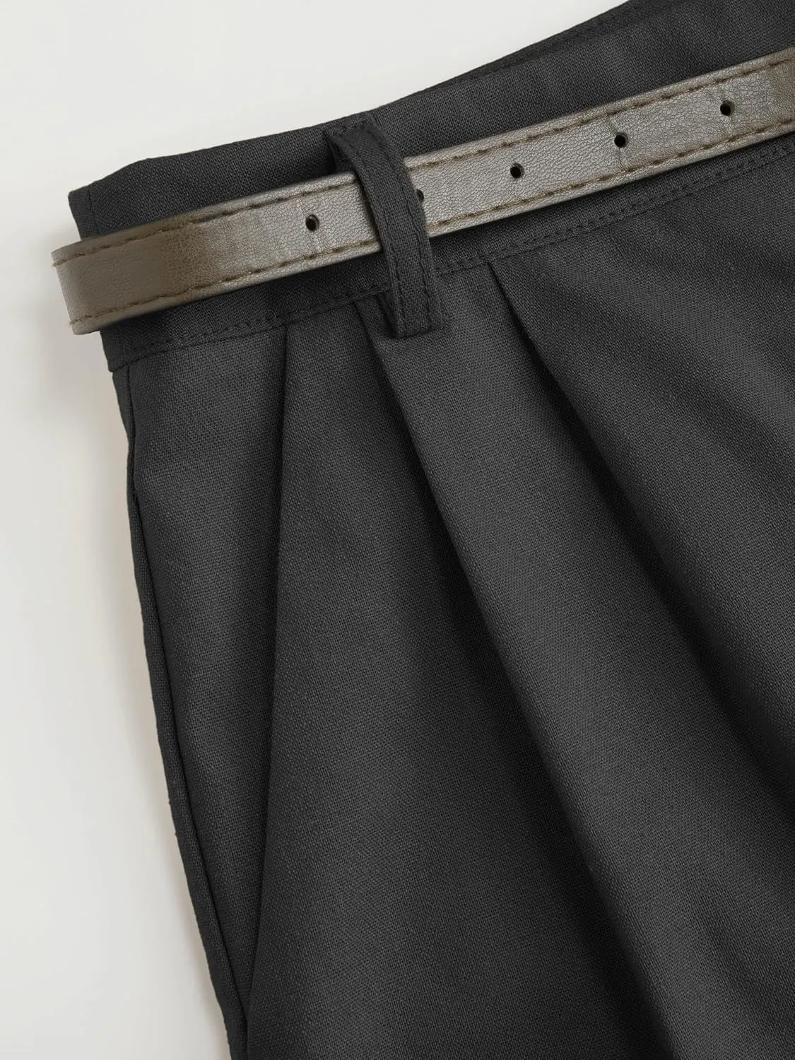 CIDER Solid Linen Blend Belted Wide Leg Pants