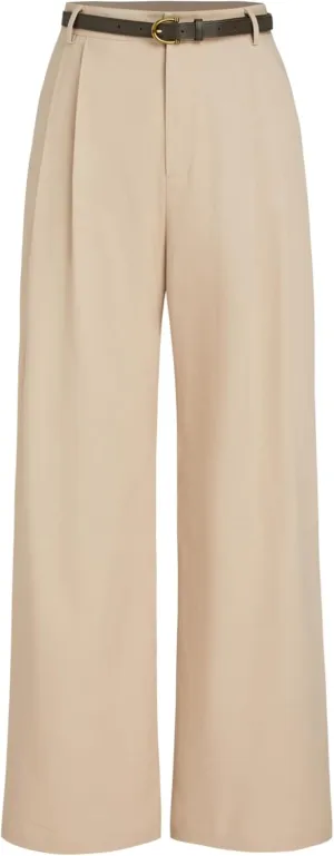 CIDER Solid Linen Blend Belted Wide Leg Pants