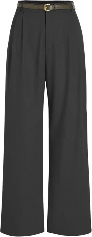CIDER Solid Linen Blend Belted Wide Leg Pants