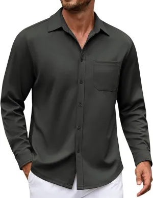 COOFANDY Mens Long Sleeve Casual Button Down Shirt Wrinkle Free Untucked Dress Shirts