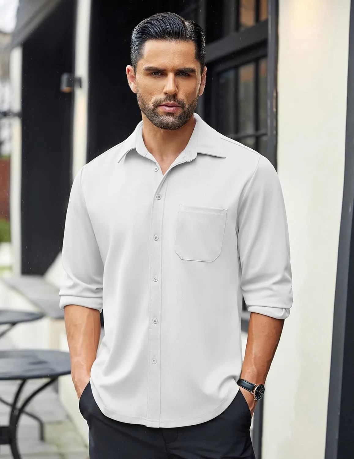 COOFANDY Mens Long Sleeve Casual Button Down Shirt Wrinkle Free Untucked Dress Shirts