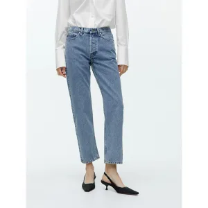 Curved Cropped Non-Stretch Jeans