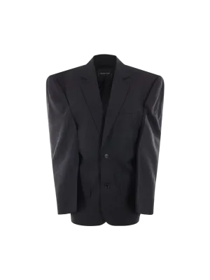 Cut Away Boxy Wool Jacket