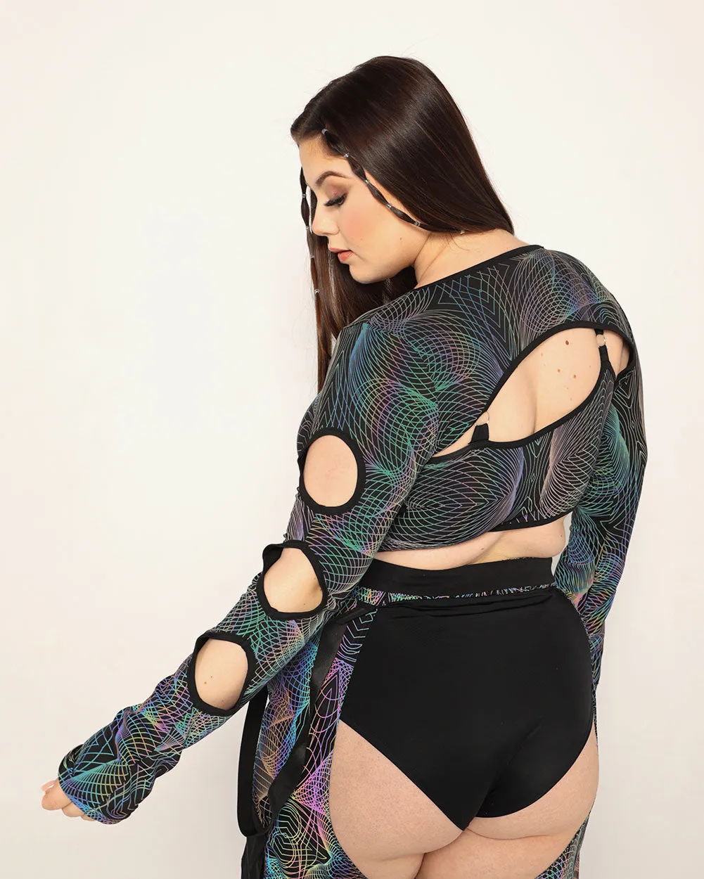 Deep Night Rainbow Reflective Cutout Ultra Crop Top