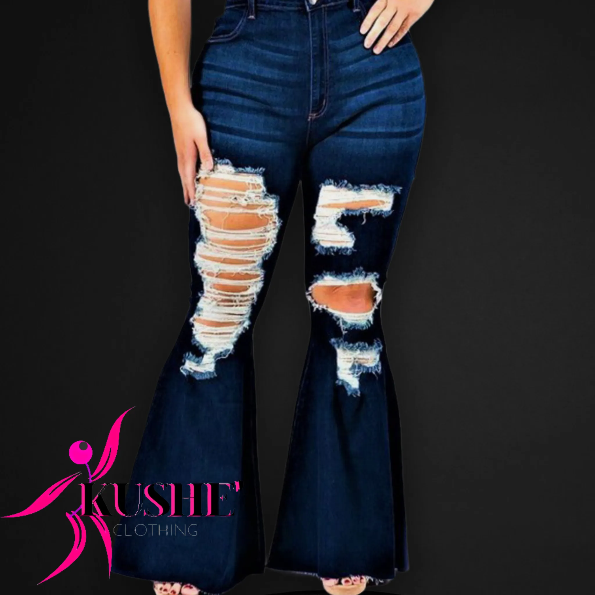 Denver - plus size distressed denim jeans