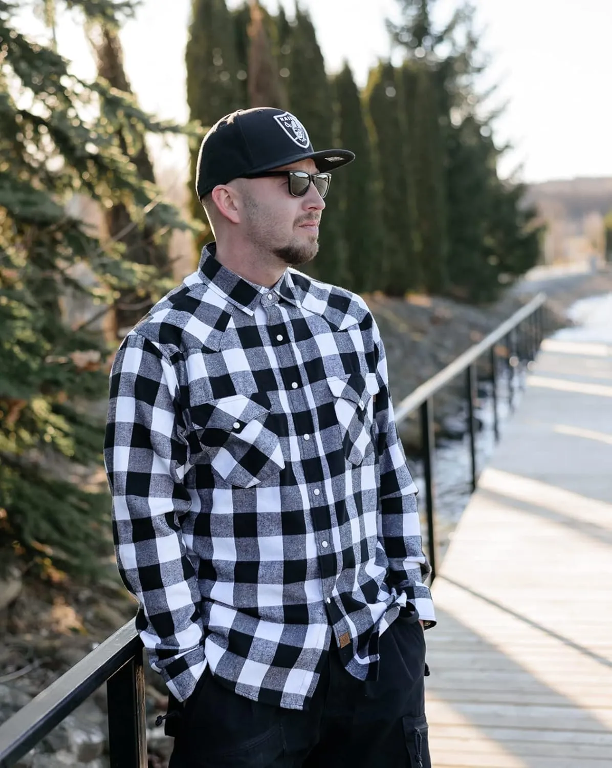 Dubinik Flannel Shirt for Men Western Cowboy Pearl Snap Shirts for Men Long Sleeve Vintage Buttons Down Plaid Shirt