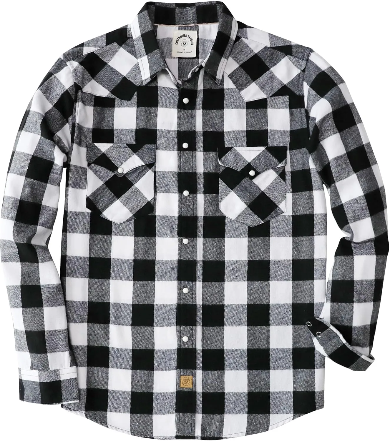 Dubinik Flannel Shirt for Men Western Cowboy Pearl Snap Shirts for Men Long Sleeve Vintage Buttons Down Plaid Shirt
