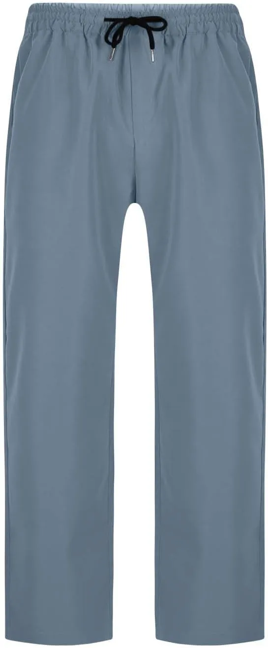 Elastic Waist Cotton Casual Pants Men Relaxed Pockets Summer Outdoor Daily Lounge Travel Hiking Breathable Durable