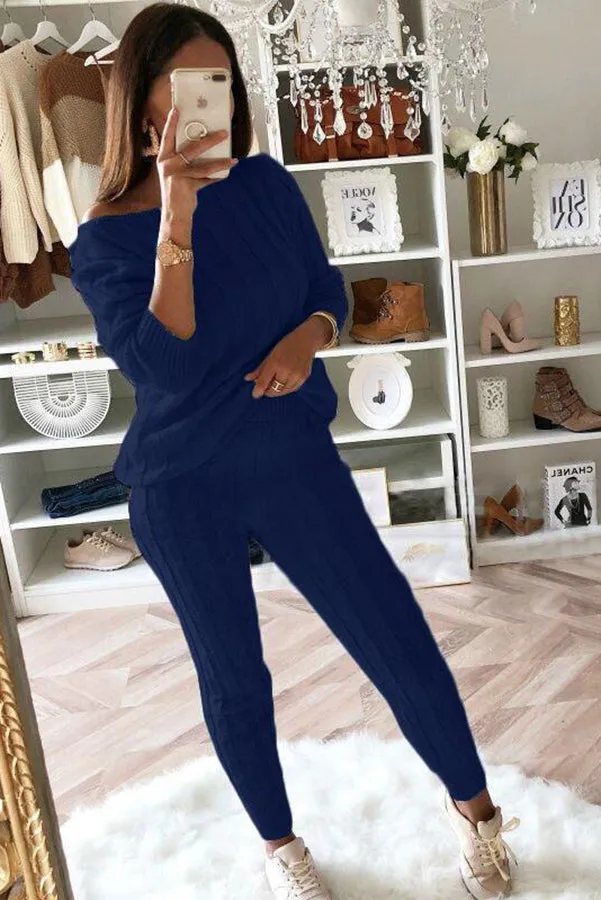 Elevated Comfort Cable Sweater  Slim Fit Pants Set