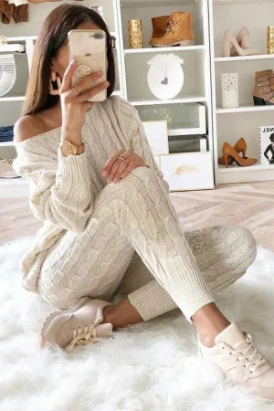 Elevated Comfort Cable Sweater  Slim Fit Pants Set
