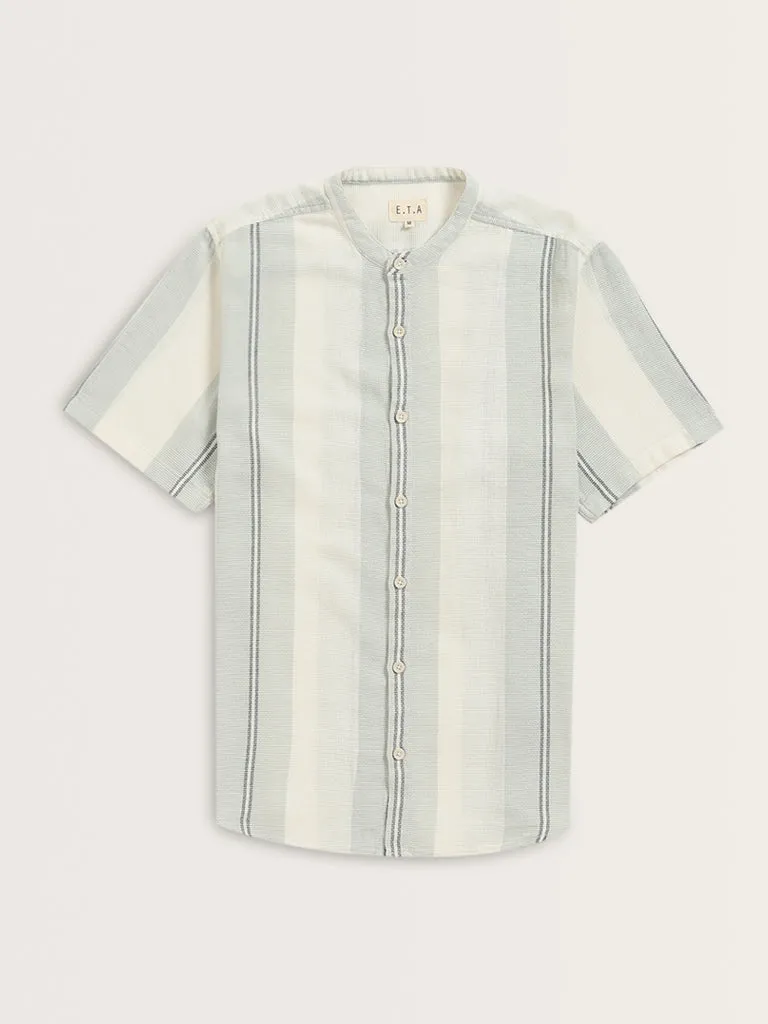 ETA Teal Textured Resort-Fit Cotton Shirt
