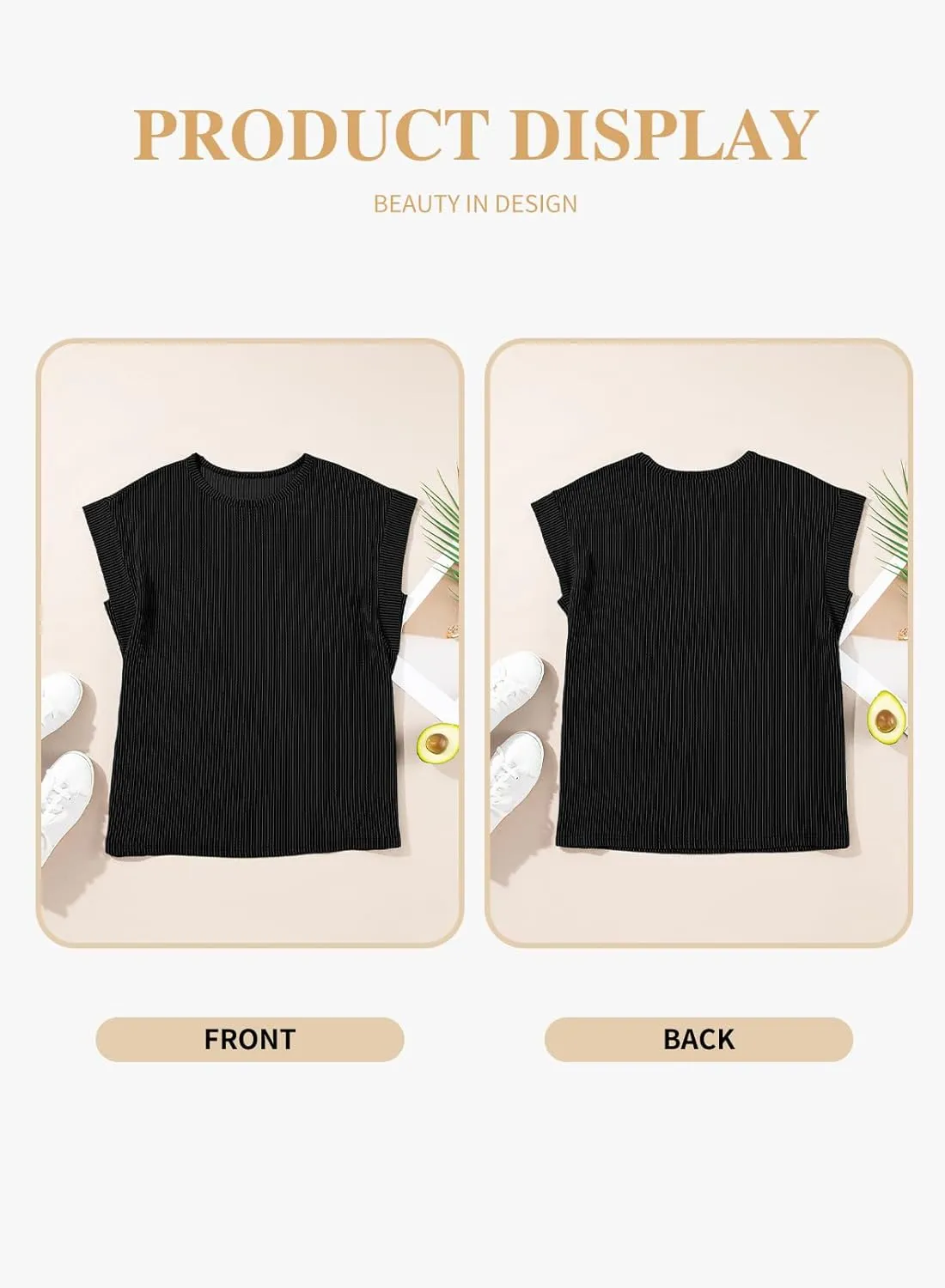 Eytino Womens Plus Size Tops Summer Cap Sleeve Crew Neck Casual Loose Solid Ribbed Knit Basic Tee Shirt(1X-5X)