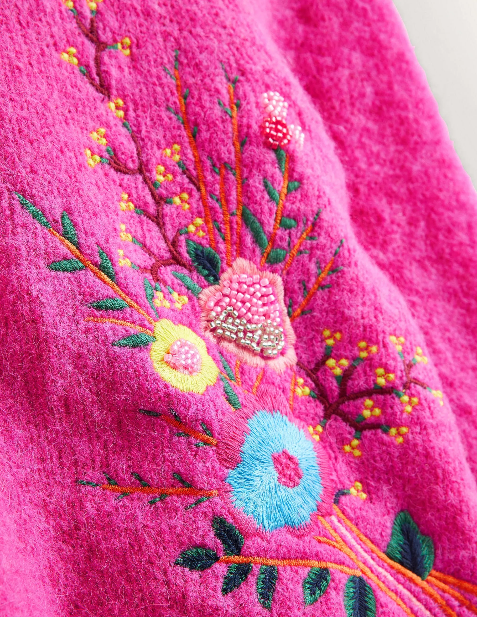 Fluffy Floral Detail Jumper-Shocking Pink Floral