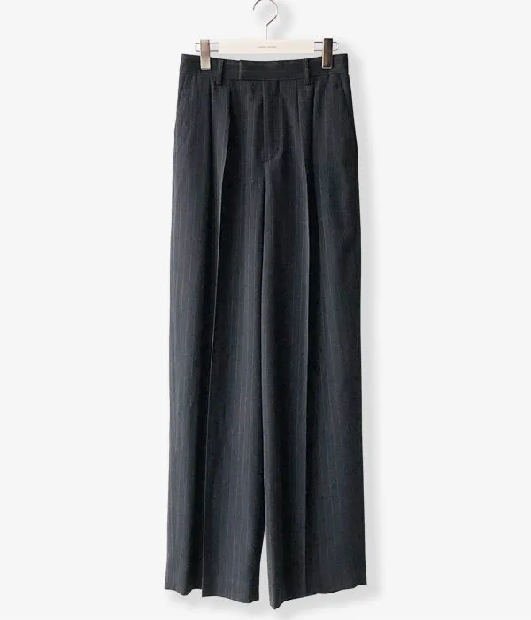FUMIKA_UCHIDA/Thick 2Types Pinstriped/WIDE SLACKS(THIN stripes/WHT line)