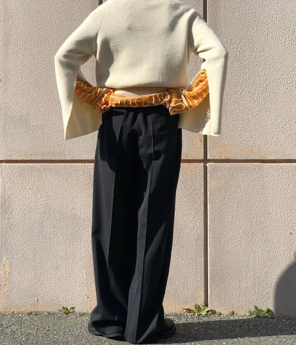 FUMIKA_UCHIDA/Thick 2Types Pinstriped/WIDE SLACKS(THIN stripes/WHT line)