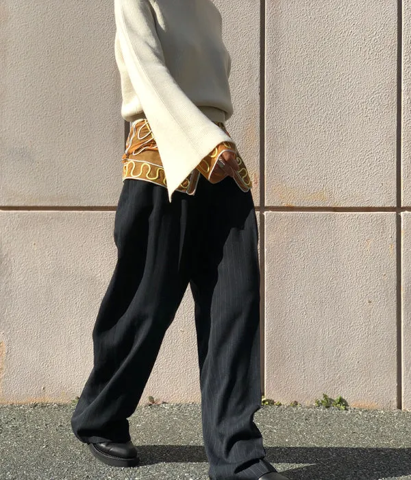 FUMIKA_UCHIDA/Thick 2Types Pinstriped/WIDE SLACKS(THIN stripes/WHT line)