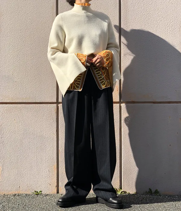 FUMIKA_UCHIDA/Thick 2Types Pinstriped/WIDE SLACKS(THIN stripes/WHT line)
