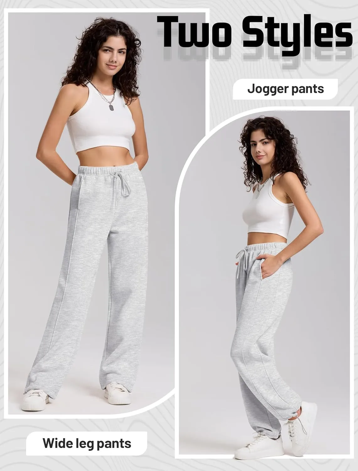 IWD Women's Cinch Bottom Sweatpants Fleece Lined Baggy Lounge Pants Wide Straight Leg Sweat Pants with 3 Pockets
