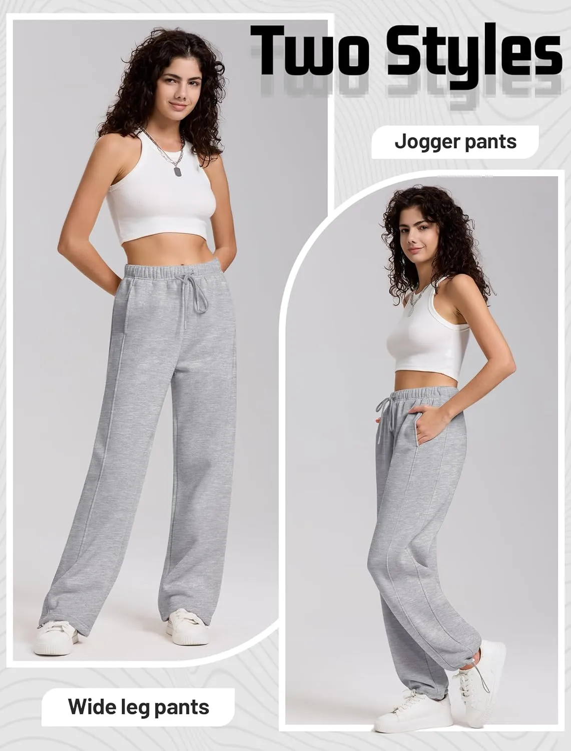 IWD Women's Cinch Bottom Sweatpants Fleece Lined Baggy Lounge Pants Wide Straight Leg Sweat Pants with 3 Pockets