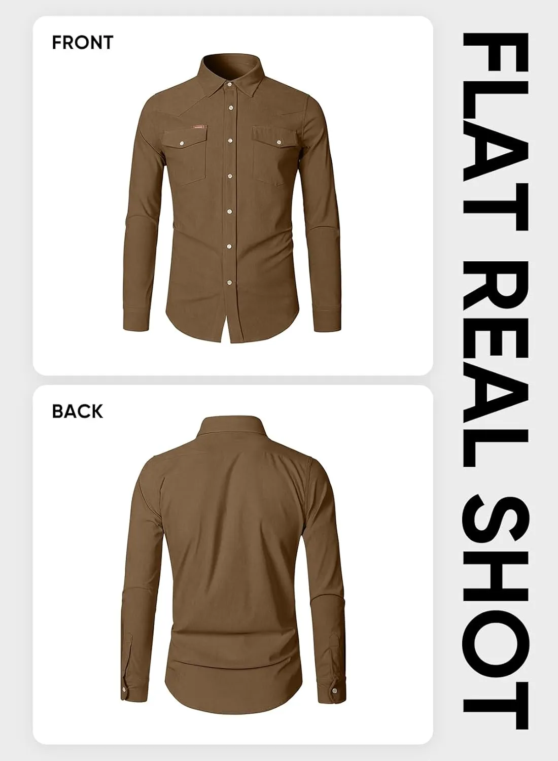 JMIERR Men's Corduroy Shirts Casual Western Long Sleeve Button Down Shacket Jackets with 2 Flap Pocket