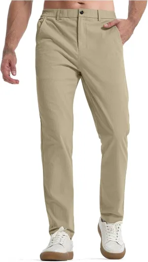 lcyhony Golf Pants Men Stretch Lightweight Slim Fit Dress Pants Button High Waist Casual Athletic Chinos Pants with Pockets