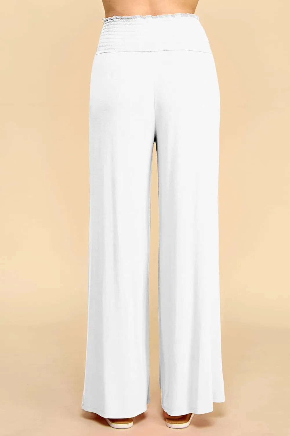Made By Johnny Women's Elastic High Waisted Palazzo Pants Casual Wide Leg Long Lounge Pant Trousers with Pocket