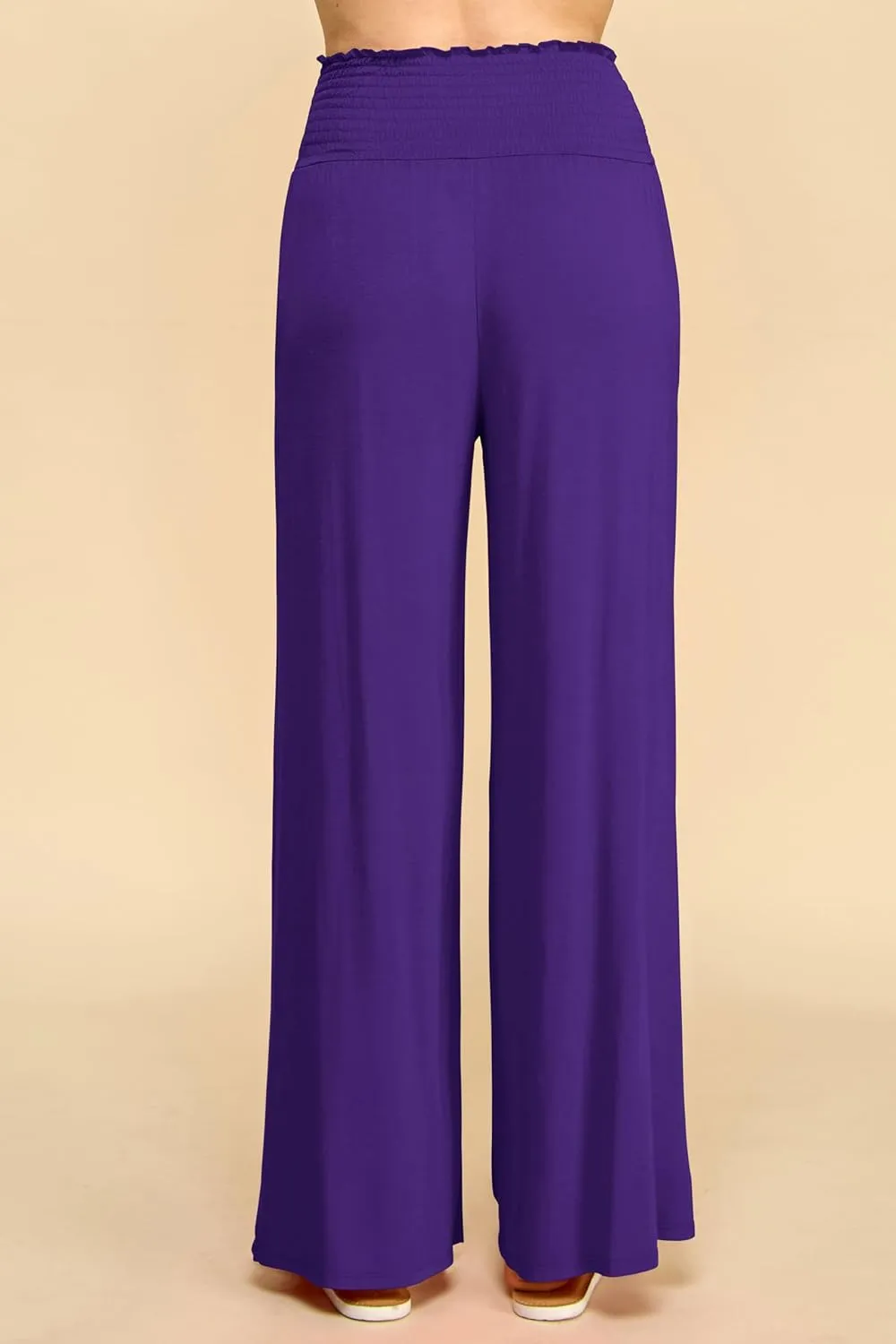 Made By Johnny Women's Elastic High Waisted Palazzo Pants Casual Wide Leg Long Lounge Pant Trousers with Pocket