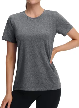 MAGCOMSEN Women's Tops Short Sleeve Workout Shirts UPF 50  Quick Dry Athletic Running Swim Rash Guard