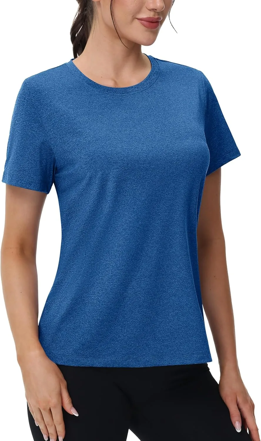 MAGCOMSEN Women's Tops Short Sleeve Workout Shirts UPF 50  Quick Dry Athletic Running Swim Rash Guard
