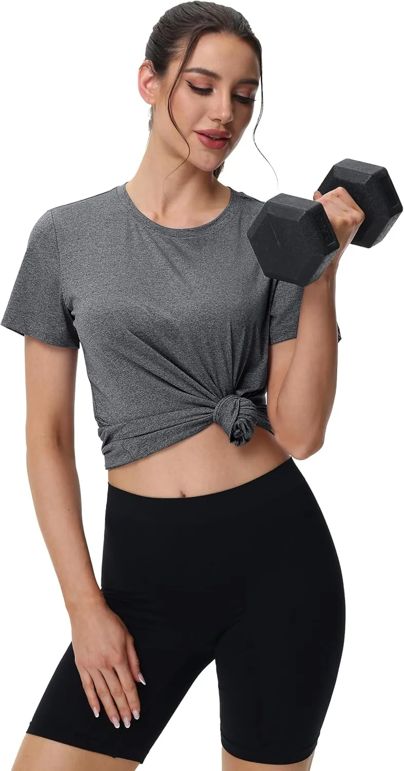 MAGCOMSEN Women's Tops Short Sleeve Workout Shirts UPF 50  Quick Dry Athletic Running Swim Rash Guard