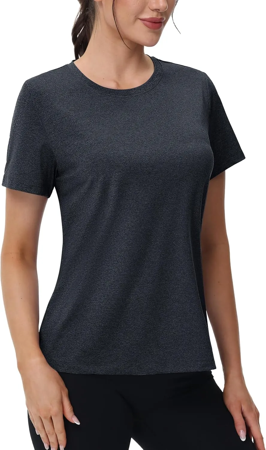 MAGCOMSEN Women's Tops Short Sleeve Workout Shirts UPF 50  Quick Dry Athletic Running Swim Rash Guard