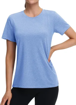 MAGCOMSEN Women's Tops Short Sleeve Workout Shirts UPF 50  Quick Dry Athletic Running Swim Rash Guard