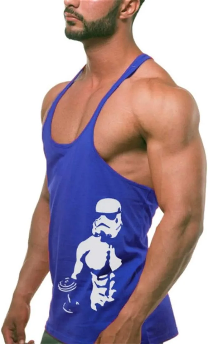 Men's Gym Stringer Tank Tops Y-Back Workout Muscle Tee Sleeveless Fitness Bodybuilding T Shirts