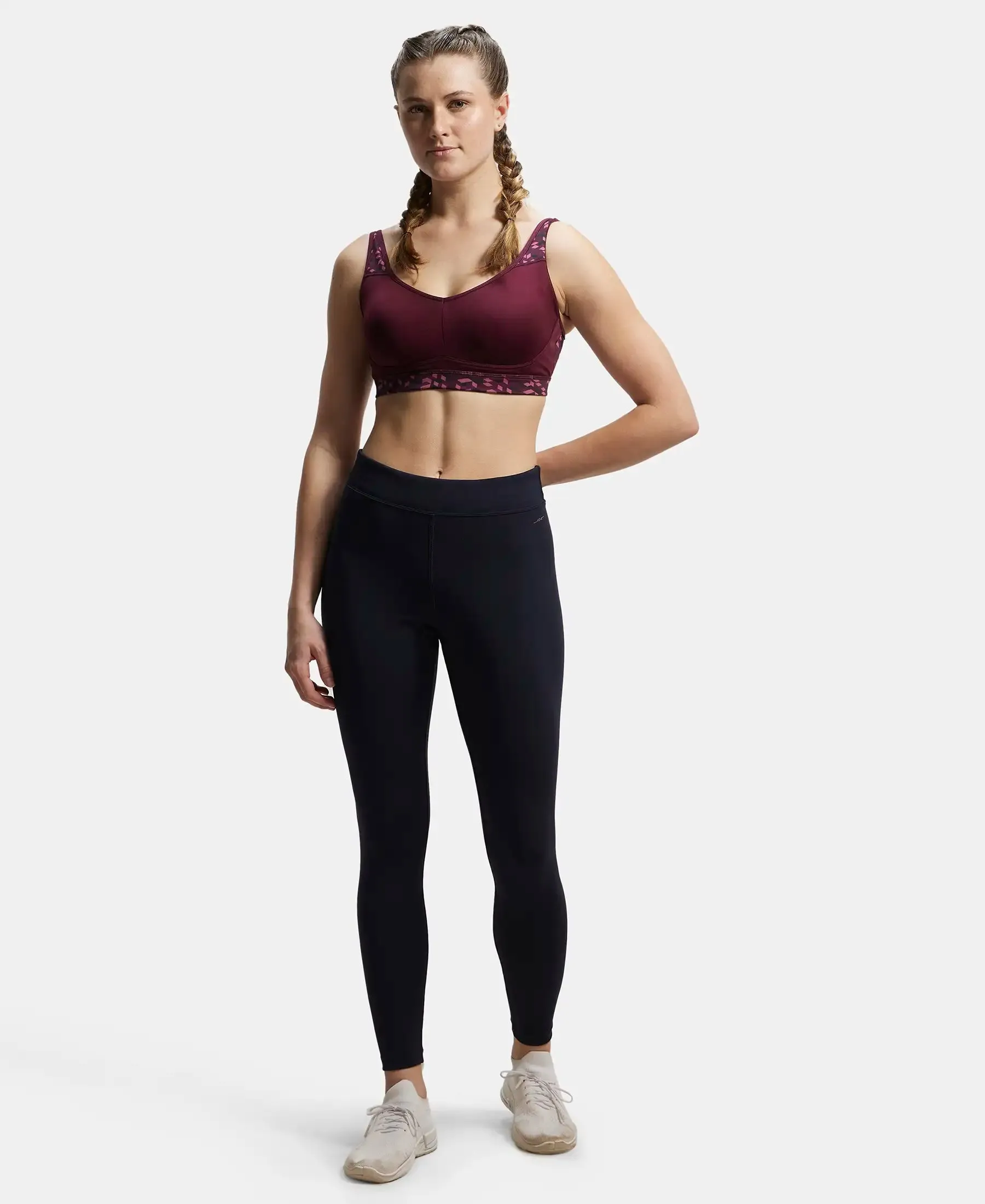 Microfiber Elastane Stretch Performance Leggings with Broad Waistband - Sky Captain