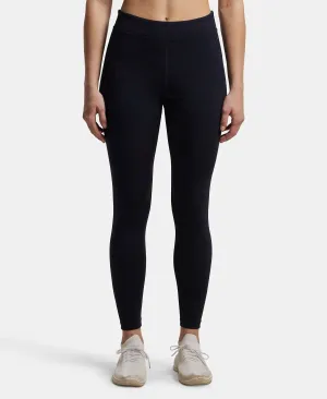 Microfiber Elastane Stretch Performance Leggings with Broad Waistband - Sky Captain